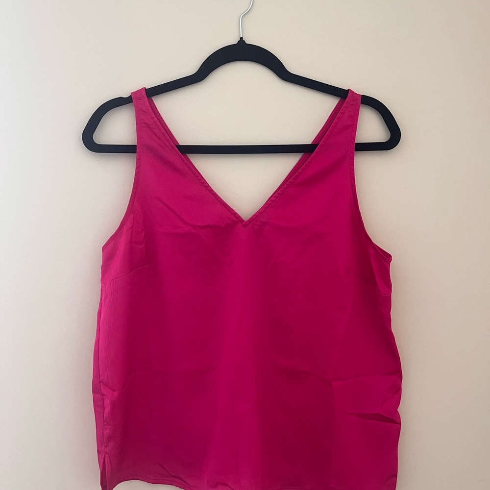 Old Navy Vibrant Pink V-Neck Blouse